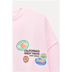 STICKERS PRINT T-SHIRT WITH SLOGAN