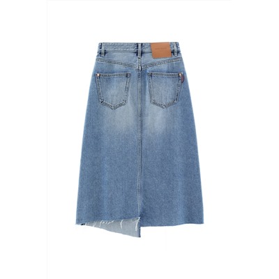 Falda vaquera de talle alto Azul