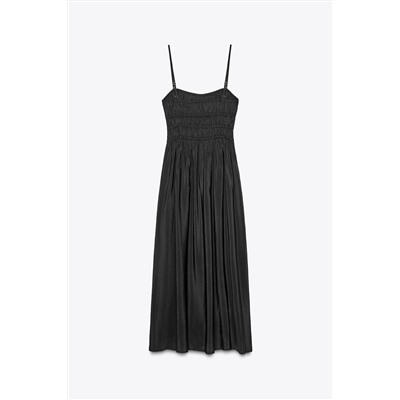 FLOWING MIDI DRESS WITH ELASTICATED DETAIL