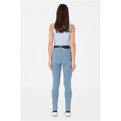 Kadın Açık Mavi Skinny High Waist Fit Pantolon