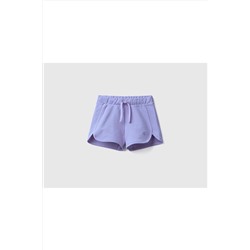 United Colors of BenettonKız Çocuk Leylak Logo Işlemeli Sweat Şort Mavi