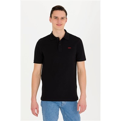Erkek Siyah Basic Polo Yaka Tişört