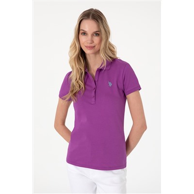 Kadın Menekşe Basic Polo Yaka Tişört
