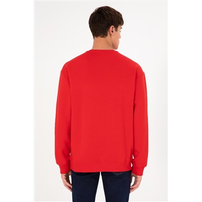 Erkek Kırmızı Basic Sweatshirt