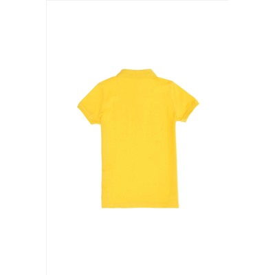 Erkek Çocuk Sarı Basic Polo Yaka T-Shirt