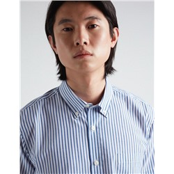 Short Sleeve Striped Shirt, Men, White