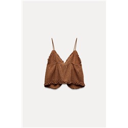 TEXTURED CROP TOP WITH RUFFLES
