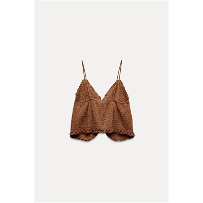 TEXTURED CROP TOP WITH RUFFLES