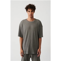 Avva Erkek Antrasit Bisiklet Yaka Jakarlı Standart Fit Normal Kesim T-shirt A31y1091 A31Y1091