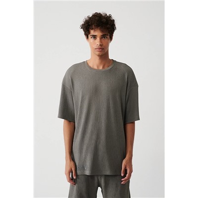 Avva Erkek Antrasit Bisiklet Yaka Jakarlı Standart Fit Normal Kesim T-shirt A31y1091 A31Y1091