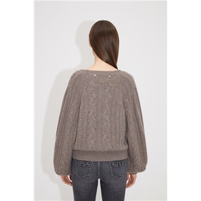 Cárdigan de lana y mohair Topo