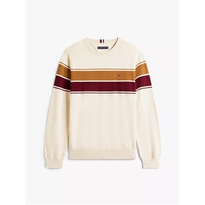 Block-Stripe Crewneck Sweater