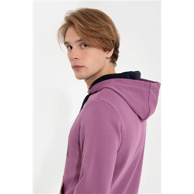 Erkek Menekşe Kapüşonlu Sweatshirt