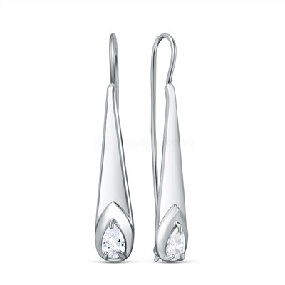 Серьги из серебра с фианитами родированные 925 пробы 320129р200