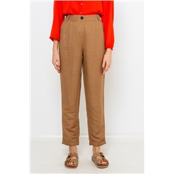 Pantalón carrot de lino Camel