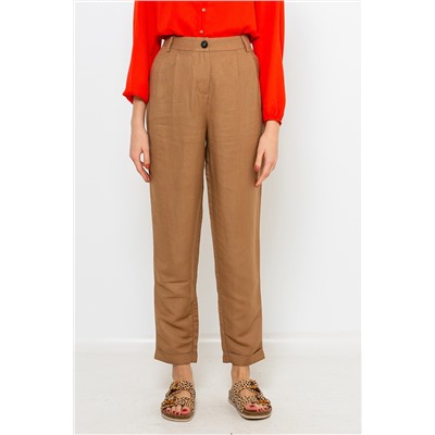 Pantalón carrot de lino Camel