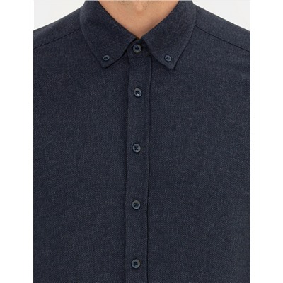 Lacivert Slim Fit Uzun Kollu Gömlek