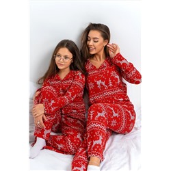 Женская новогодняя пижама с брюками и рубашкой Happyfox