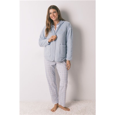 Bata corta tejido pelo azul lurex