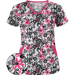 UA Floral A Gogo White Scrub Top