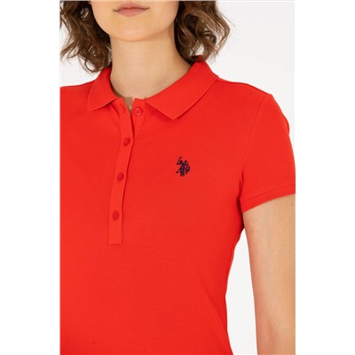 Kadın Kırmızı Basic Polo Yaka Tişört