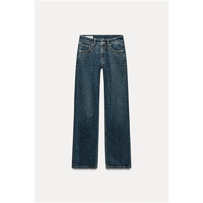 TRF RELAXED OVERSIZE RHINESTONE MID-WAIST JEANS