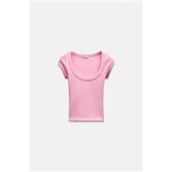 RIBBED ROUND NECK T-SHIRT