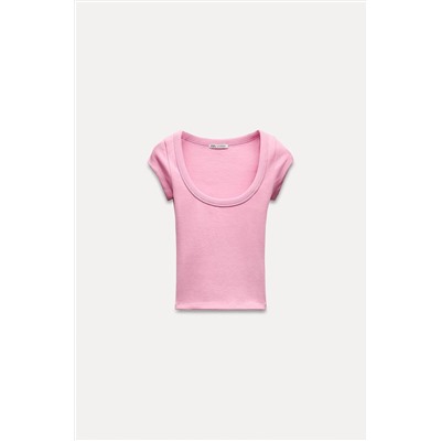 RIBBED ROUND NECK T-SHIRT