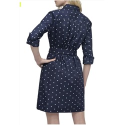 DKNY Polka Dot Roll-Tab Mini Shirtdress