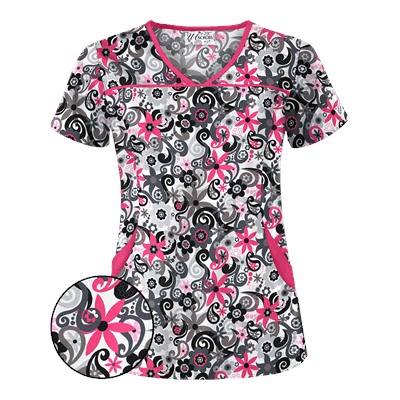 UA Floral A Gogo White Scrub Top