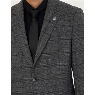 Füme Slim Fit Ekose Takım Elbise
