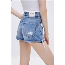 Falda pantalón de vaquero de tiro alto Azul claro