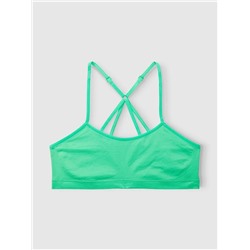 HAPPY NATION FOR TWEENS SEAMLESS SCOOP NECK RACERBACK SPORTS BRA