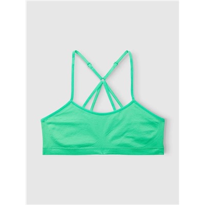 HAPPY NATION FOR TWEENS SEAMLESS SCOOP NECK RACERBACK SPORTS BRA