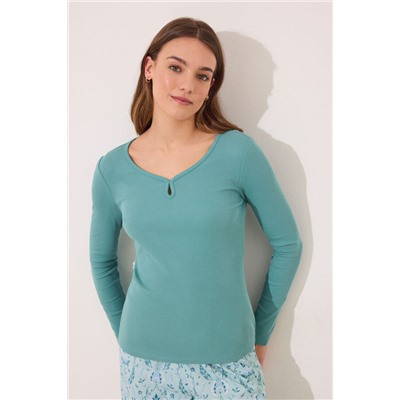 Pijama largo verde esmeralda flores