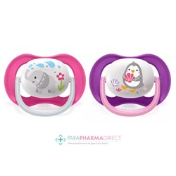 Avent Sucettes Ultra Air Animals 6-18 mois Éléphant & Pingouin x2