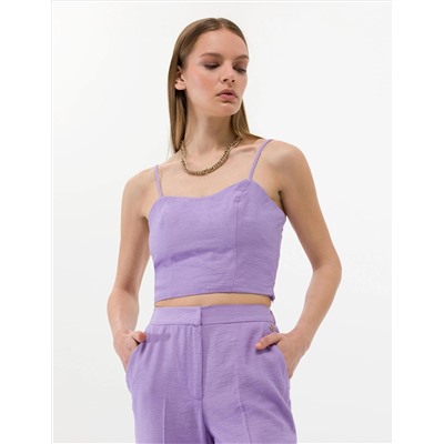 Mor Crop Askılı Bluz