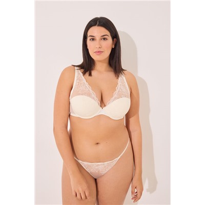 Sujetador halter satén y tul blanco