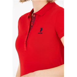 Kadın Kırmızı Basic Polo Yaka Tişört