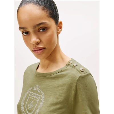 Laurel Crest Logo Slub Cotton T-Shirt