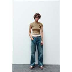 FADED-EFFECT RIB T-SHIRT