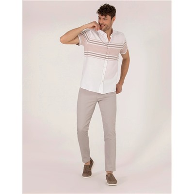 Kahverengi Regular Fit Kısa Kollu Gömlek