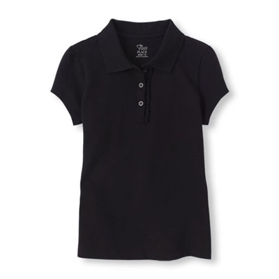 Girl Short Sleeve Ruffle-Placket Polo