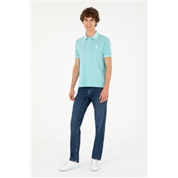 Erkek Slim Fit Polo Yaka Mint Basic Tişört