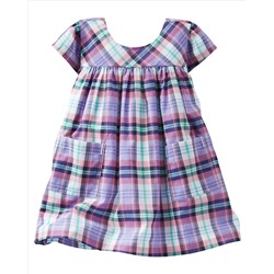 2-Piece Plaid Poplin Pocket Dress