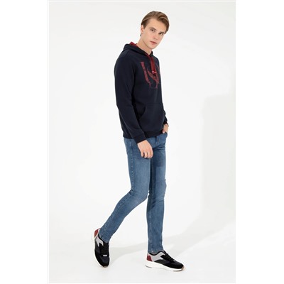 Erkek Lacivert Kapüşonlu Sweatshirt