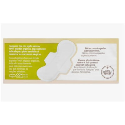 Compresa con alas normal Deliplus Cotton Paquete 32 ud. | 0,096 €/ud
