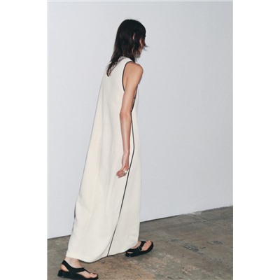 ZW COLLECTION LINEN BLEND TRIM DRESS