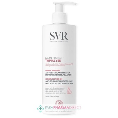 SVR Topialyse Baume Protect + - Anti-grattage & Irritation, Protection Acariens & Pollution 400ml
