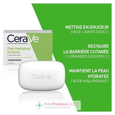 Cerave Pain Hydratant Surgras - Peaux Normales à Sèches 128g